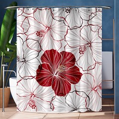 Red Hibiscus Flowers Art Shower Curtain 60  X 72  (medium)  by Bakwanart