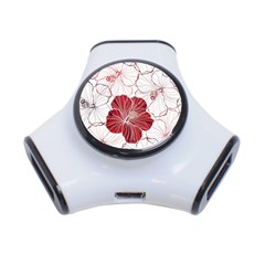 Red Hibiscus Flowers Art 3-port Usb Hub by Bakwanart