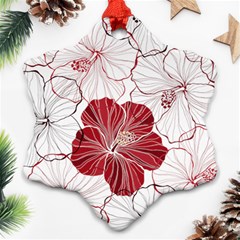 Red Hibiscus Flowers Art Ornament (snowflake) by Bakwanart