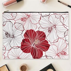 Red Hibiscus Flowers Art Cosmetic Bag (xxxl) by Bakwanart