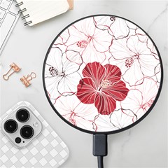 Red Hibiscus Flowers Art Wireless Fast Charger(black) by Bakwanart