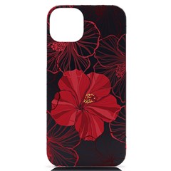 Red Hibiscus Flowers Art Iphone 14 Plus Black Uv Print Case by Bakwanart