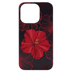 Red Hibiscus Flowers Art Iphone 14 Pro Black Uv Print Case