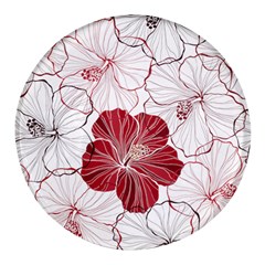 Red Hibiscus Flowers Art Round Glass Fridge Magnet (4 Pack) by Bakwanart