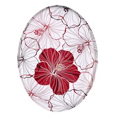 Red Hibiscus Flowers Art Oval Glass Fridge Magnet (4 Pack) by Bakwanart