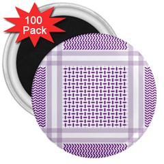 Square Purple Pattern Bead Purple Keffiyeh Purple Geometric Headdress Angle Violet Rectangle 3  Magnets (100 Pack) by Bakwanart