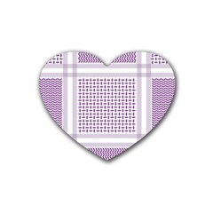 Square Purple Pattern Bead Purple Keffiyeh Purple Geometric Headdress Angle Violet Rectangle Rubber Heart Coaster (4 Pack) by Bakwanart