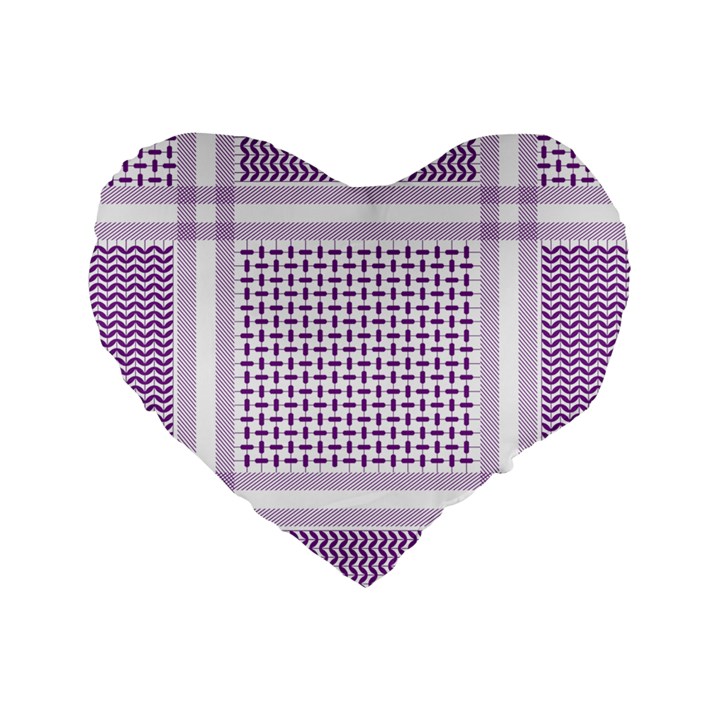 Square Purple Pattern Bead Purple Keffiyeh Purple Geometric Headdress Angle Violet Rectangle Standard 16  Premium Heart Shape Cushions