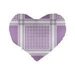 Square Purple Pattern Bead Purple Keffiyeh Purple Geometric Headdress Angle Violet Rectangle Standard 16  Premium Heart Shape Cushions Back