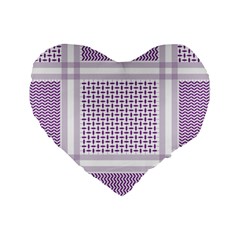 Square Purple Pattern Bead Purple Keffiyeh Purple Geometric Headdress Angle Violet Rectangle Standard 16  Premium Flano Heart Shape Cushions by Bakwanart