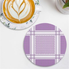 Square Purple Pattern Bead Purple Keffiyeh Purple Geometric Headdress Angle Violet Rectangle Uv Print Round Tile Coaster by Bakwanart