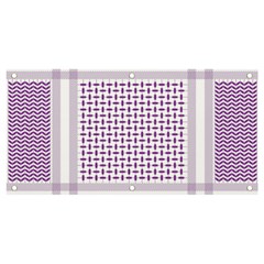 Square Purple Pattern Bead Purple Keffiyeh Purple Geometric Headdress Angle Violet Rectangle Banner And Sign 4  X 2  by Bakwanart