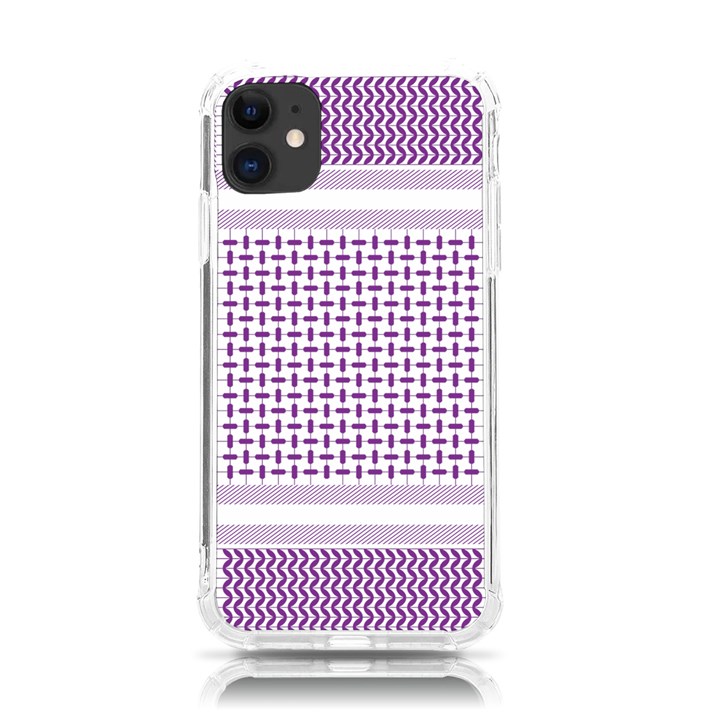 Square Purple Pattern Bead Purple Keffiyeh Purple Geometric Headdress Angle Violet Rectangle iPhone 11 TPU UV Print Case