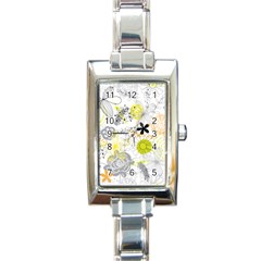 Doodle Flowers Hand Drawing Pattern Rectangle Italian Charm Watch