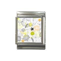 Doodle Flowers Hand Drawing Pattern Italian Charm (13mm)