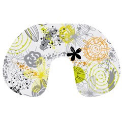 Doodle Flowers Hand Drawing Pattern Travel Neck Pillow