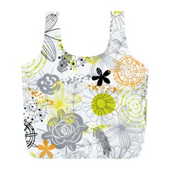 Doodle Flowers Hand Drawing Pattern Full Print Recycle Bag (L)