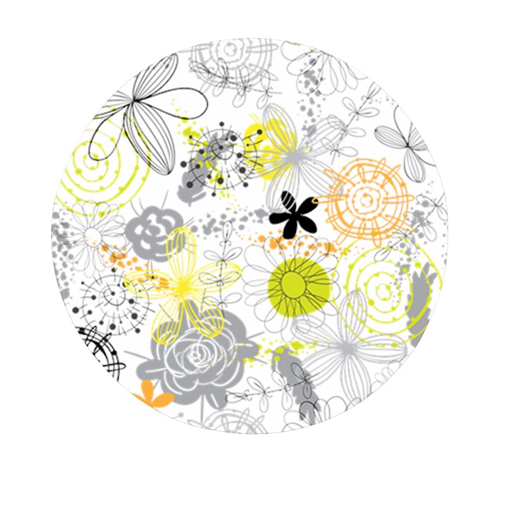 Doodle Flowers Hand Drawing Pattern Mini Round Pill Box