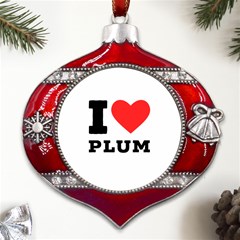 I Love Plum Metal Snowflake And Bell Red Ornament by ilovewhateva