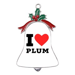 I Love Plum Metal Holly Leaf Bell Ornament by ilovewhateva