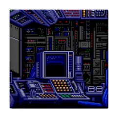 Blue Computer Monitor With Chair Game Digital Wallpaper, Digital Art Tile Coaster