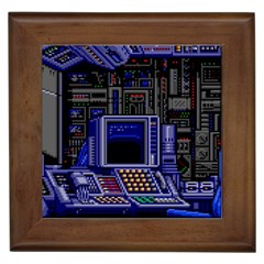 Blue Computer Monitor With Chair Game Digital Wallpaper, Digital Art Framed Tile by Bakwanart