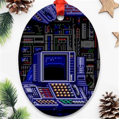 Blue Computer Monitor With Chair Game Digital Wallpaper, Digital Art Ornament (Oval)