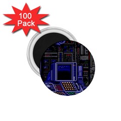 Blue Computer Monitor With Chair Game Digital Wallpaper, Digital Art 1 75  Magnets (100 Pack)  by Bakwanart