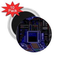 Blue Computer Monitor With Chair Game Digital Wallpaper, Digital Art 2.25  Magnets (10 pack) 