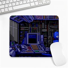 Blue Computer Monitor With Chair Game Digital Wallpaper, Digital Art Large Mousepad