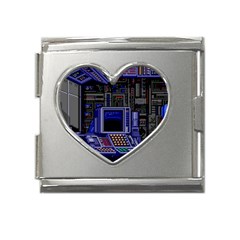 Blue Computer Monitor With Chair Game Digital Wallpaper, Digital Art Mega Link Heart Italian Charm (18mm) by Bakwanart