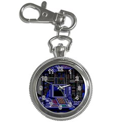 Blue Computer Monitor With Chair Game Digital Wallpaper, Digital Art Key Chain Watches by Bakwanart