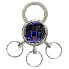 Blue Computer Monitor With Chair Game Digital Wallpaper, Digital Art 3-ring Key Chain by Bakwanart