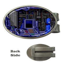 Blue Computer Monitor With Chair Game Digital Wallpaper, Digital Art Money Clips (oval)  by Bakwanart