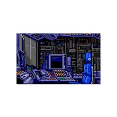 Blue Computer Monitor With Chair Game Digital Wallpaper, Digital Art Sticker (Rectangular)