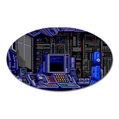 Blue Computer Monitor With Chair Game Digital Wallpaper, Digital Art Oval Magnet