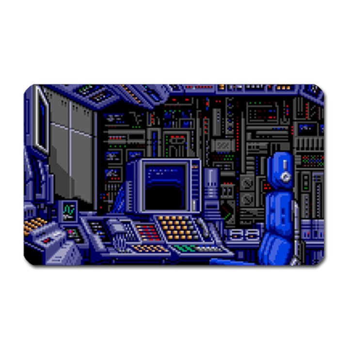 Blue Computer Monitor With Chair Game Digital Wallpaper, Digital Art Magnet (Rectangular)