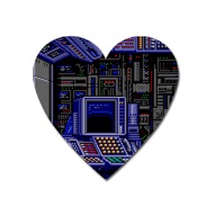 Blue Computer Monitor With Chair Game Digital Wallpaper, Digital Art Heart Magnet by Bakwanart