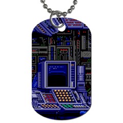 Blue Computer Monitor With Chair Game Digital Wallpaper, Digital Art Dog Tag (Two Sides)