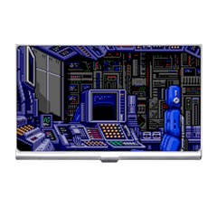 Blue Computer Monitor With Chair Game Digital Wallpaper, Digital Art Business Card Holder