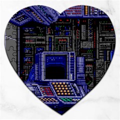 Blue Computer Monitor With Chair Game Digital Wallpaper, Digital Art Jigsaw Puzzle (Heart)