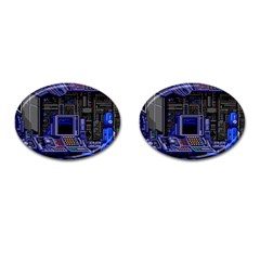 Blue Computer Monitor With Chair Game Digital Wallpaper, Digital Art Cufflinks (Oval)