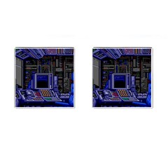 Blue Computer Monitor With Chair Game Digital Wallpaper, Digital Art Cufflinks (Square)