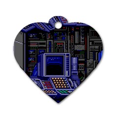 Blue Computer Monitor With Chair Game Digital Wallpaper, Digital Art Dog Tag Heart (One Side)