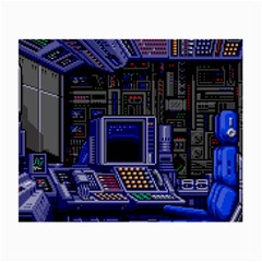 Blue Computer Monitor With Chair Game Digital Wallpaper, Digital Art Small Glasses Cloth (2 Sides)