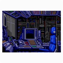 Blue Computer Monitor With Chair Game Digital Wallpaper, Digital Art Large Glasses Cloth by Bakwanart