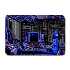 Blue Computer Monitor With Chair Game Digital Wallpaper, Digital Art Small Doormat