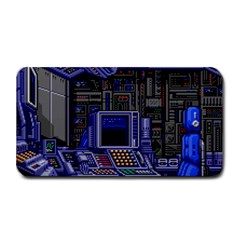 Blue Computer Monitor With Chair Game Digital Wallpaper, Digital Art Medium Bar Mat by Bakwanart