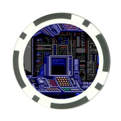 Blue Computer Monitor With Chair Game Digital Wallpaper, Digital Art Poker Chip Card Guard