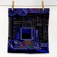 Blue Computer Monitor With Chair Game Digital Wallpaper, Digital Art Face Towel by Bakwanart